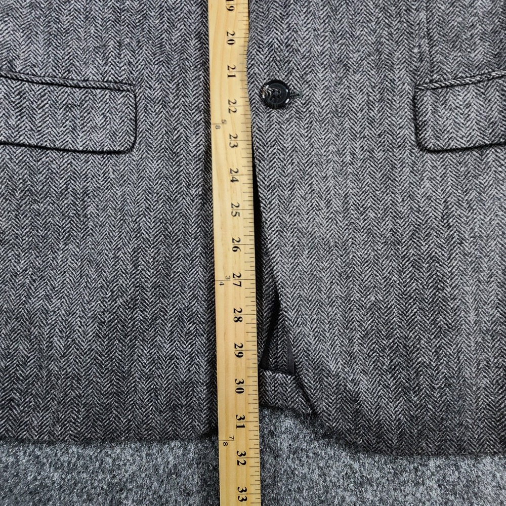 Lauren Ralph Lauren Sport Coat Mens 40L Grey Herringbone 100% Wool Blazer Jacket - Picture 11 of 13